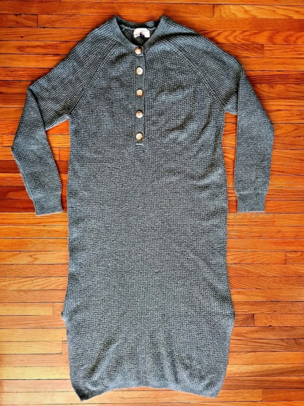 Universal Thread Heather Teal Knit Henley Midi Sweater Dress/ Medium